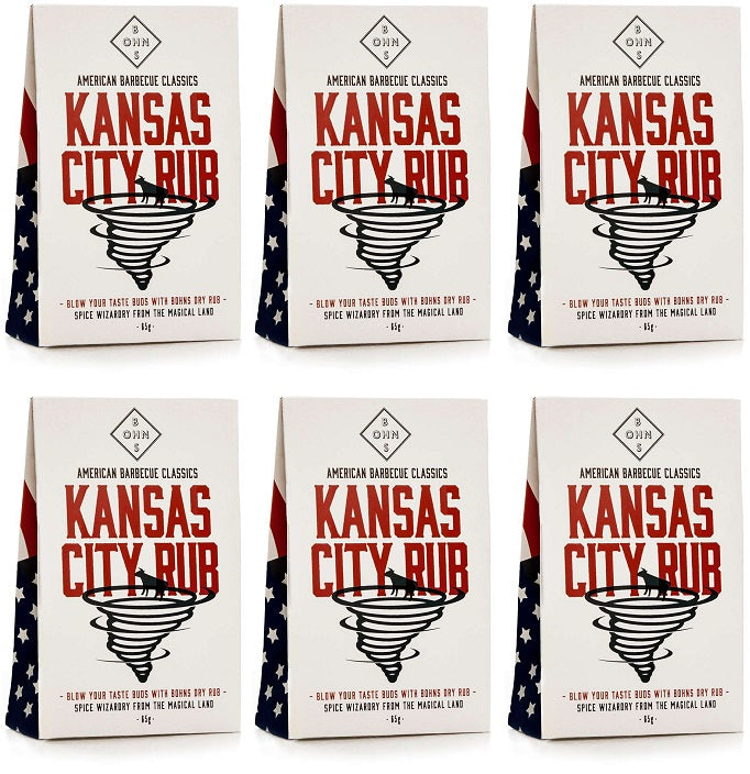 6 x Bohns Kansas City Rub BBQ Dry Spice Rub - 60g