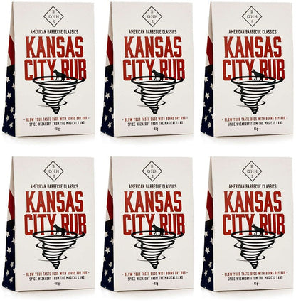 6 x Bohns Kansas City Rub BBQ Dry Spice Rub - 60g