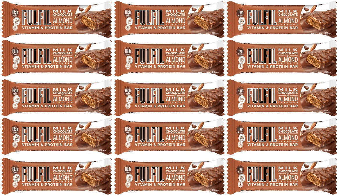 15 x Fulfil Milk Chocolate Almond Protein Bar - 55GM