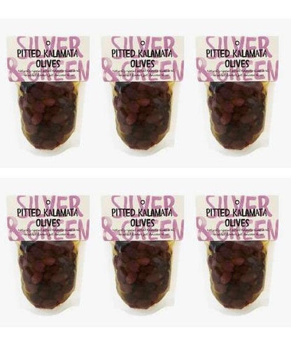 6 x Silver & Green Pitted Kalamata Olives - 220g