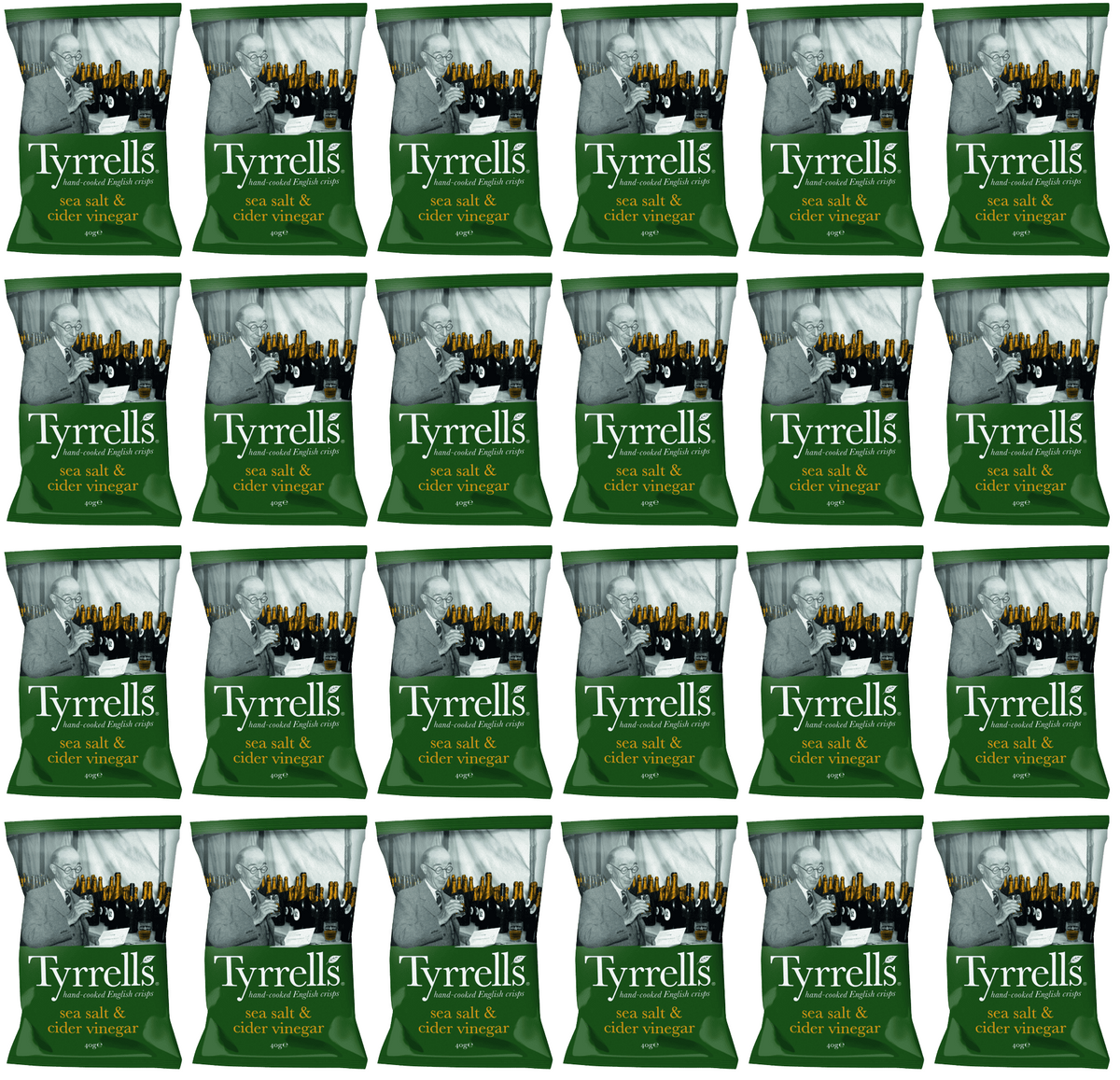 24 x Tyrrells Sea Salt & Cider Vinegar potato crisps - 40g