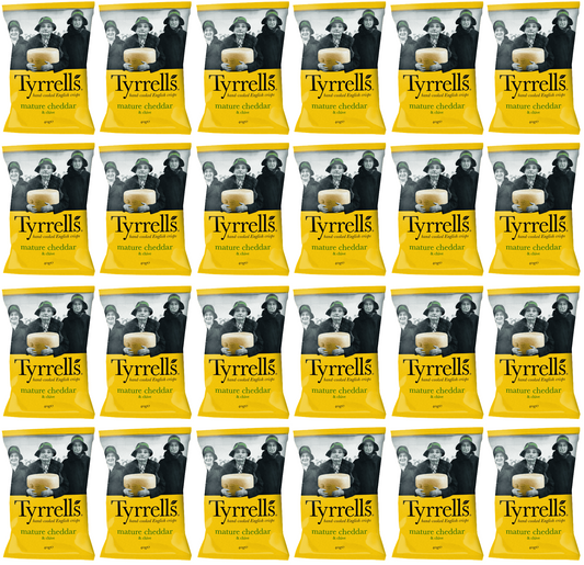 24 x Tyrrells Cheddar Cheese & Chive Potato Crisps - 40g