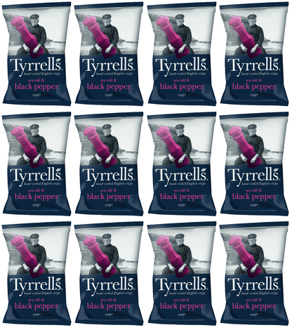 12 x Tyrrells Sea Salt & Black Pepper Potato Crisps - 150g