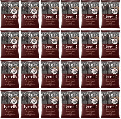 24 x Tyrrells British Beef & Ale Potato Crisps - 40g