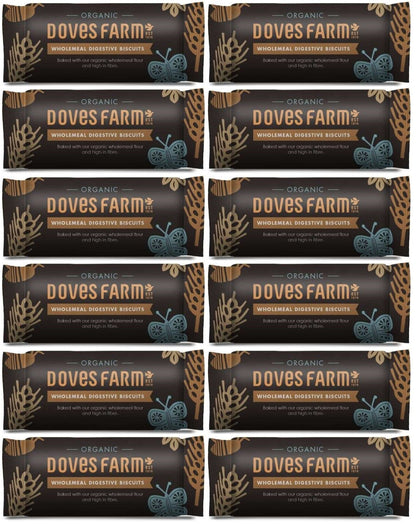 12 x Doves Farm Org Wholemeal Digestive Biscuits - 200g