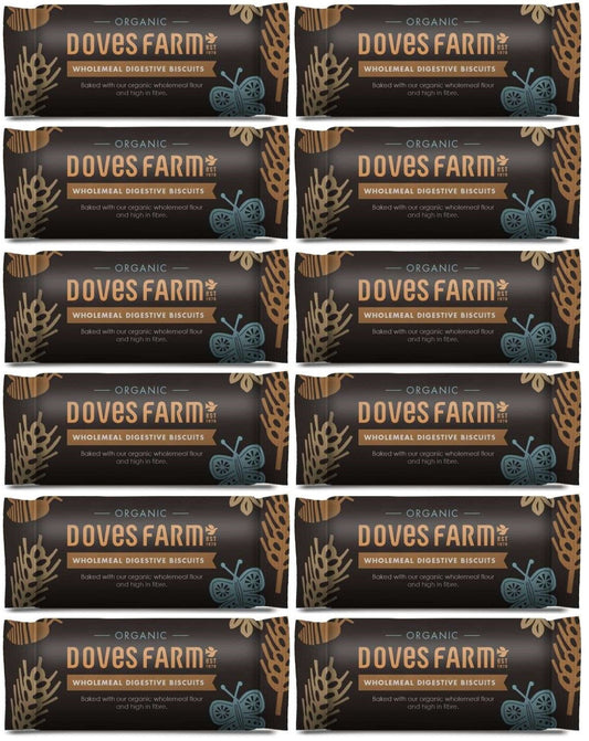 12 x Doves Farm Org Wholemeal Digestive Biscuits - 200g