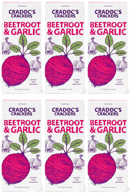 6 x Cradoc's Beetroot & Garlic Crackers - 80g