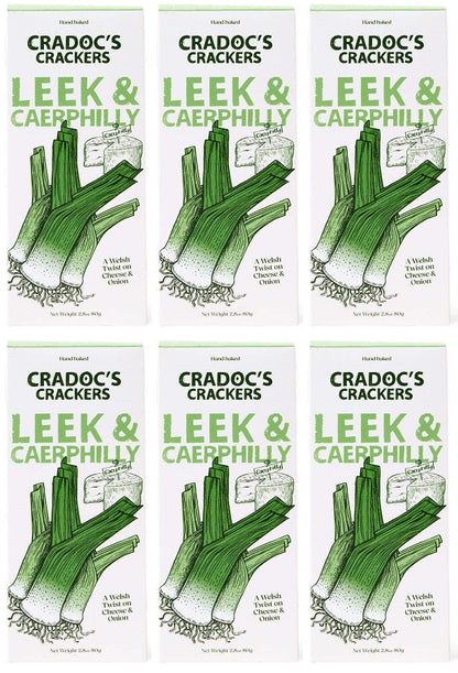 6 x Cradoc's Leek and Caerphilly Cheese Crackers - 80g