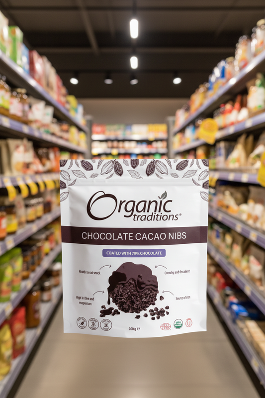 Organic Traditions Org Choc Coated Cacao Nibs - 200g