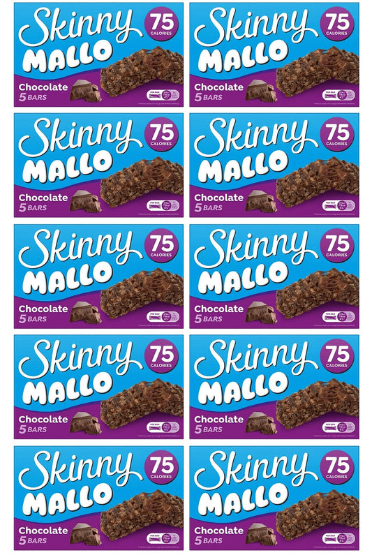 10 x Skinny Mallo Chocolate Snack Bars 5 Pack - 5X19GM