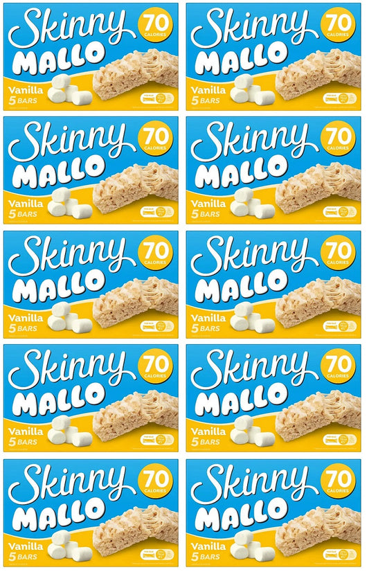 10 x Skinny Mallo Vanilla Snack Bars 5 Pack - 5X18GM