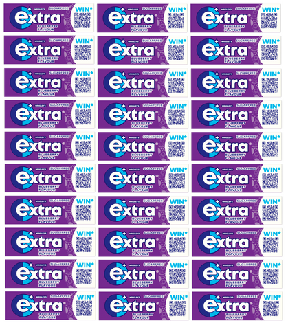 30 X Extra Blueberry Chewing Gum Sugar Free 10 Pieces