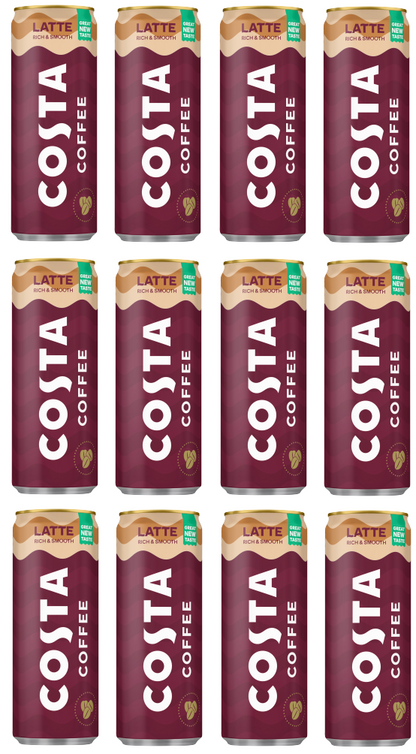 12 X Costa Coffee Latte Can 250ML