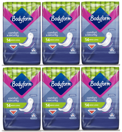 6 x Bodyform Maxi Long - 14 Pack