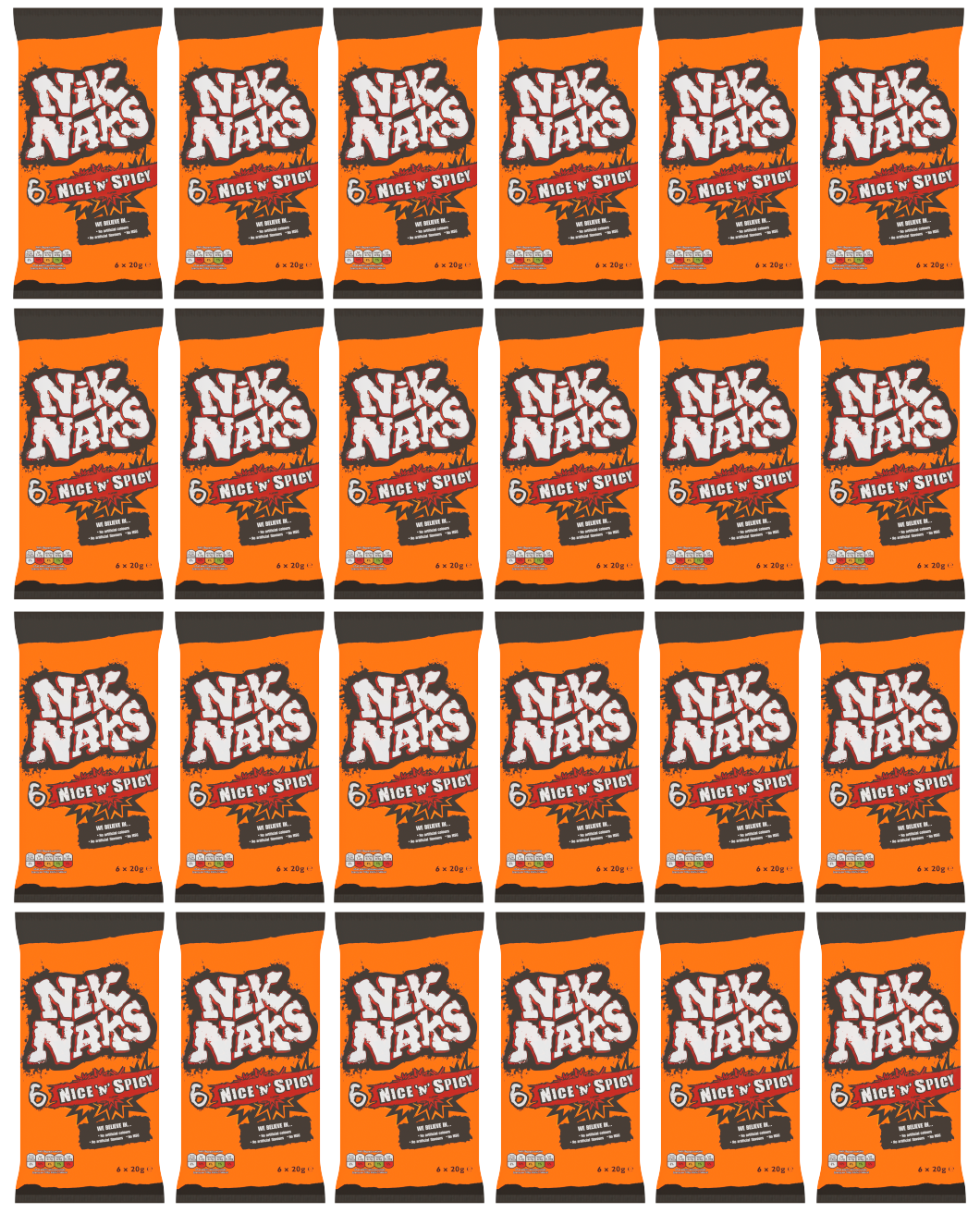 24 X Nik Naks Nice N Spicy 6Pk 6X20GM