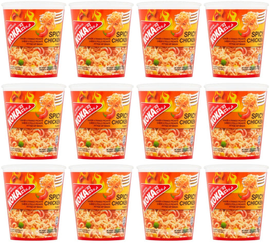 12 x Koka Spicy Chicken Flavour Oriental Instant Noodles 70G