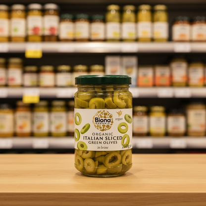 Biona Sliced Green Olives Brine Org - 280g