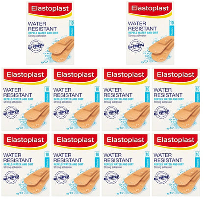 10 x Elastoplast Water Resistant Plastic Plasters (10 Pcs)