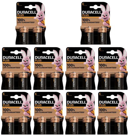 10 x Duracell Plus 100% C 2Pk