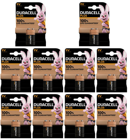 10 x Duracell Plus 9V 1 Pack