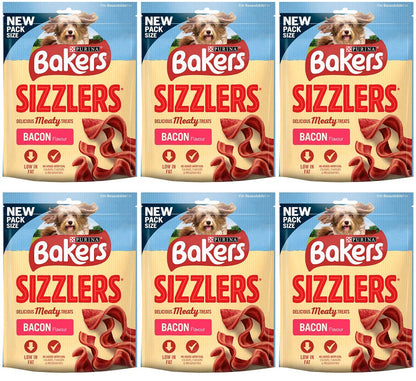 6 x Bakers Dog Treats Bacon Sizzlers 90G