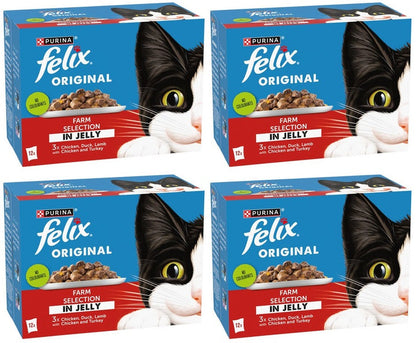 4 x Felix Cat Original Pouch Farm Selection  - 12X85GM