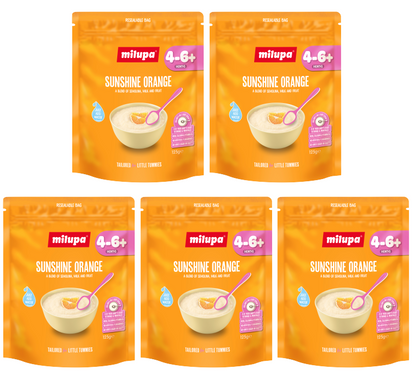 5 x Milupa Sunshine Orange Cereal 125Gm