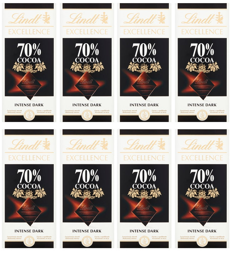 8 x Lindt Excellence 70%  - 100GM