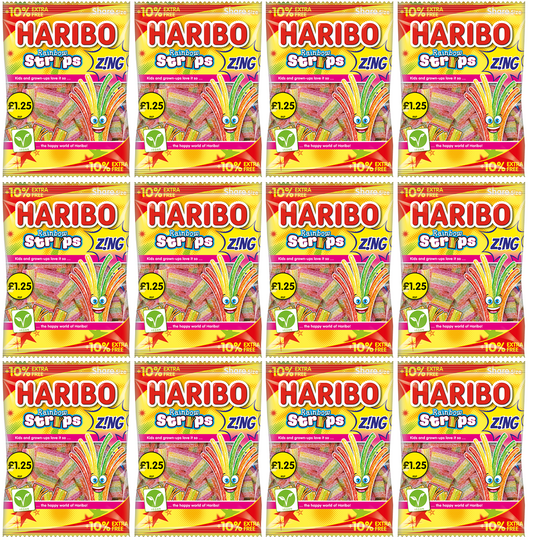 12 x Haribo Rainbow Strips Zing (10% Extra Free) - 143GM