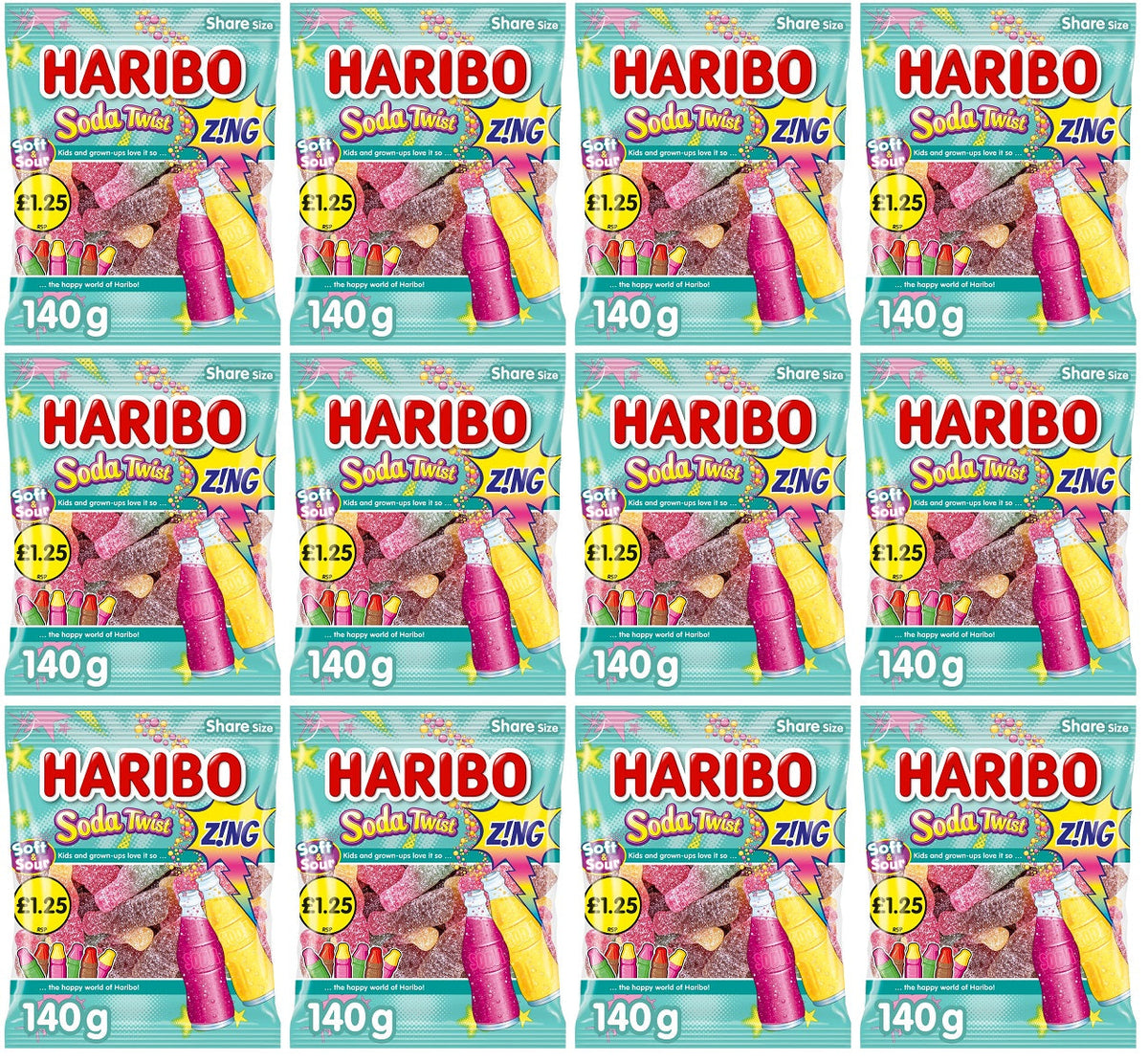 12 x Haribo Soda Twist Zing - 140GM