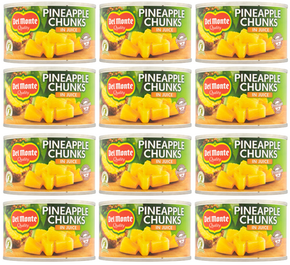 12 x Del Monte Pineapple Chunks In Juice 230Gm