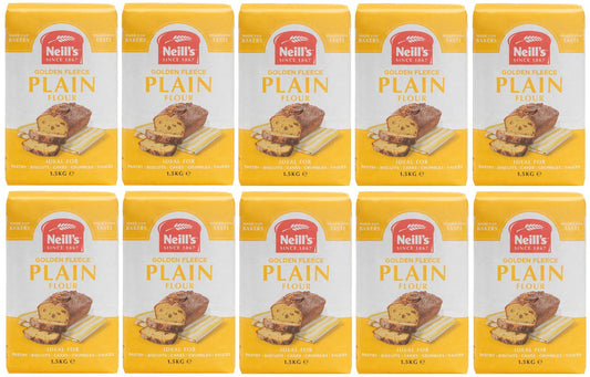 10 x Neills Golden Fleece Plain Flour 1.5Kg