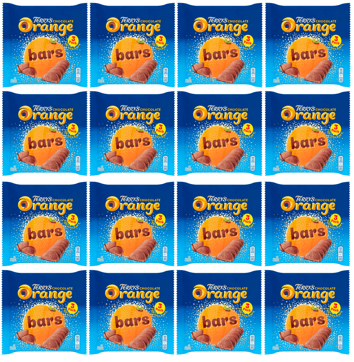 16 x Terrys Chocolate Orange Milk Bars 3 Pack 105Gm