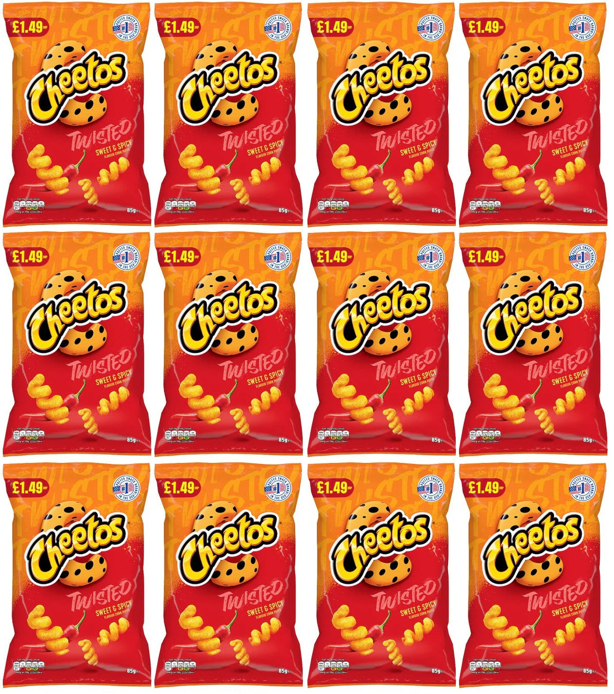 12 x Cheetos Twisted Sweet & Spicy - 85GM
