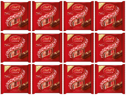 12 x Lindor Milk Treat Bar 4Pk 100Gm