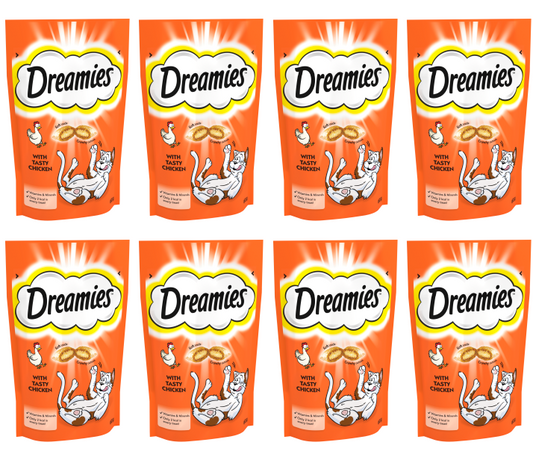8 x Dreamies Chicken Cat Treats 60Gm
