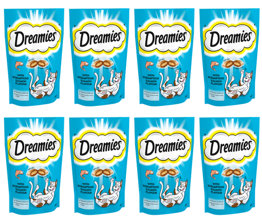 8 x Dreamies Salmon Cat Treats 60Gm