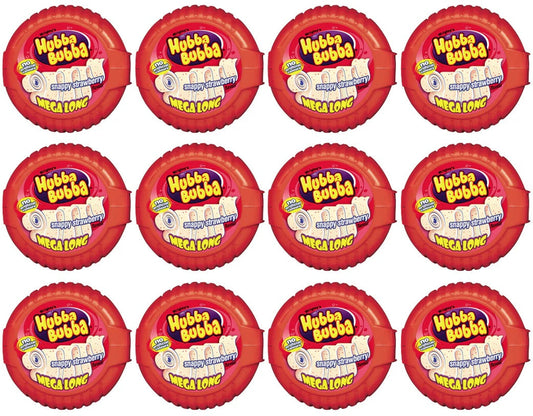 12 x Hubba Bubba Mega Long Tape Strawberry 56Gm