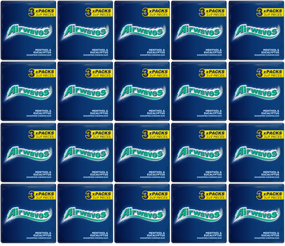20 x Airwaves Menthol & Eucalyptus Sugar Free Gum Pk 3Pk