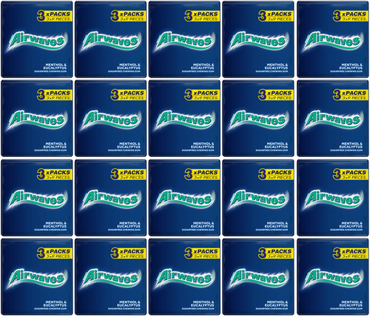 20 x Airwaves Menthol & Eucalyptus Sugar Free Gum Pk 3Pk