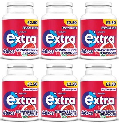 6 x Extra Strawberry Chewing Gum Bottle - 46PCE