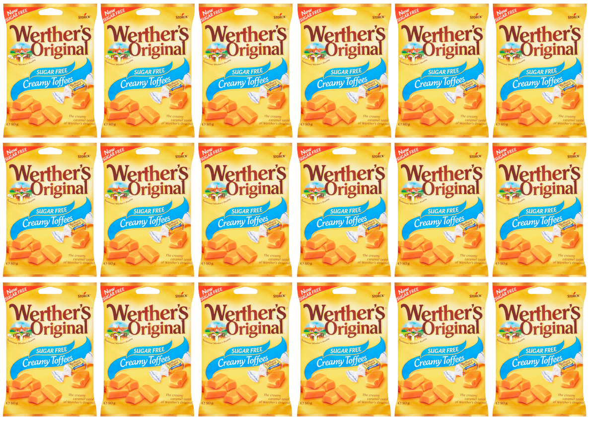 18 x Werthers Original Sugar Free Chewy Toffee Bag 80Gm