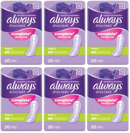 6 x Always Discreet Small  - 20 PACK
