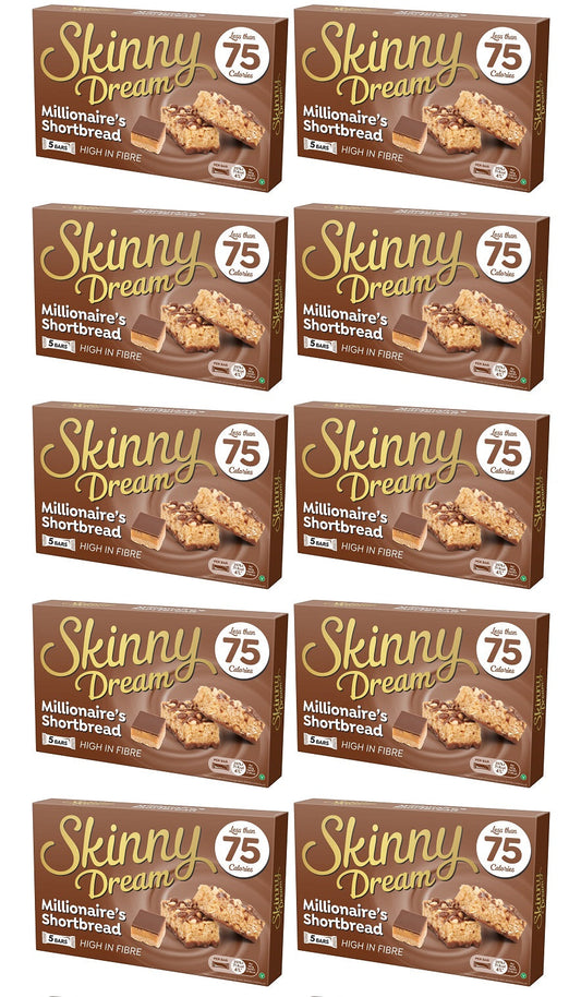 10 x Skinny Dream Millionaire's Shortbread Bars 5 Pack - 5X19GM