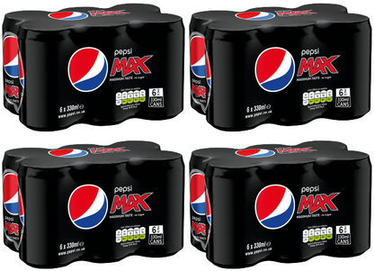 4 x Pepsi Max Cans 6 Pack 6X330Ml