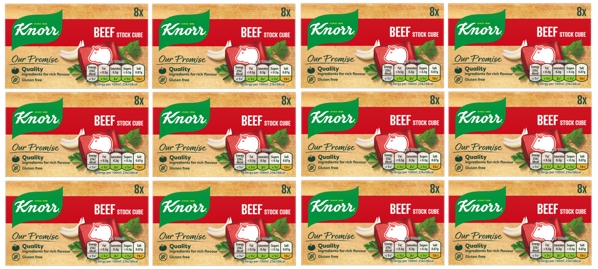 12 x Knorr Stock Cubes Beef 8'S
