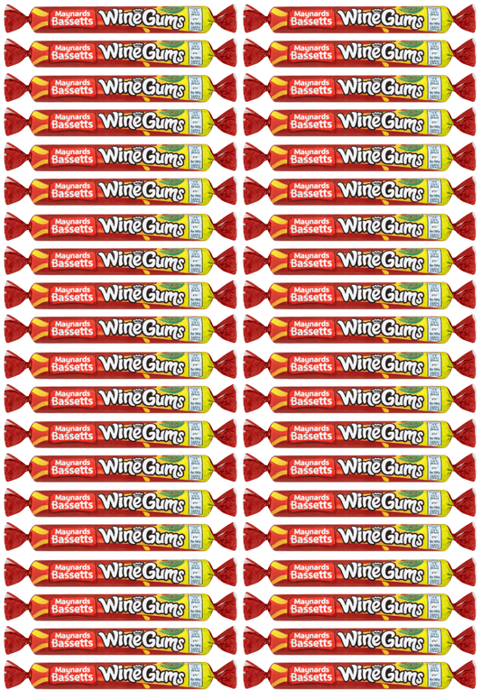40 x Maynards Wine Gums Roll 52g