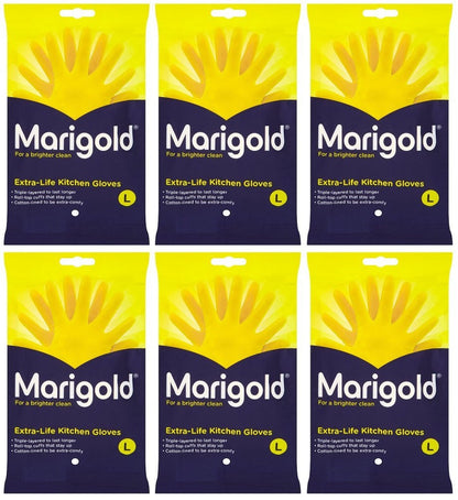 6 x Marigold Extra-Life Kitchen Gloves L 85 1 Pair