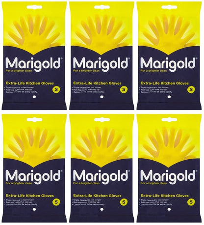 6 x Marigold Extra-Life Kitchen Gloves S