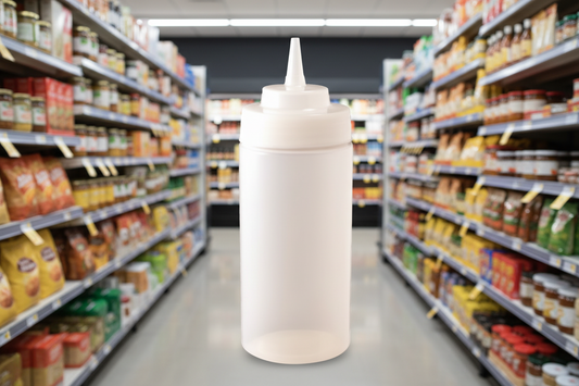 Vogue Wide Neck Clear Sauce Bottle Heavy Duty 32Oz